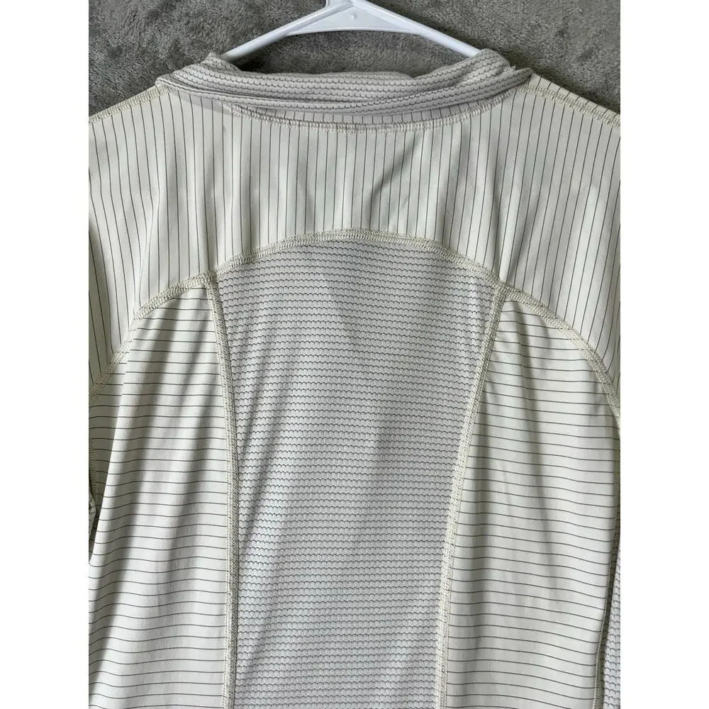 Lululemon Run For Gold 1/2 Zip Pullover Ghost Ivory Stripe Size 12 Athleisure